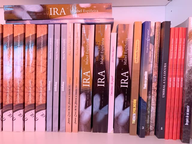 Libros de Editamás colocados en una estantería